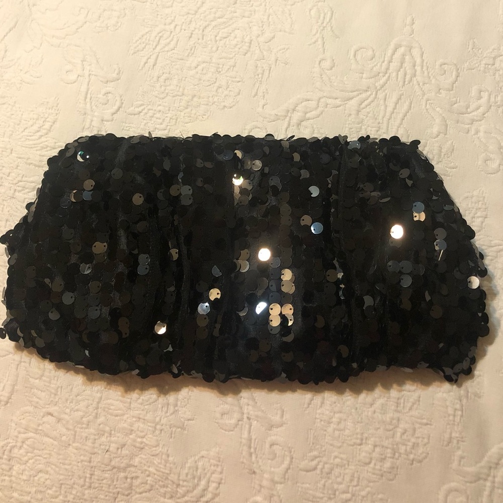 Joan Rivers Classics Large Black Sequin Clutch Bag - Picture 3 of 8